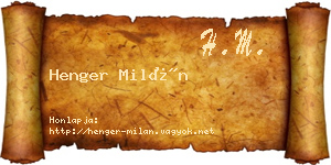 Henger Milán névjegykártya