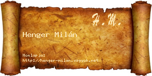 Henger Milán névjegykártya